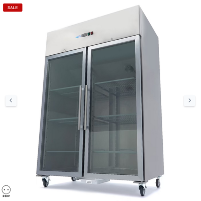  Καταψύκτης - 1400L - 6 ρυθμιζόμενα ράφια (2/1 GN) - ανοξείδωτος χάλυβας - με γυάλινες πόρτες